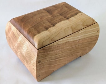 Wood Urns, Funeral Keepsake Urn, Urn For Partial Cremation Ashes, 8 3/8" x 6" x 5" (108 Cu.") Handmade In Cherry, One Of A Kind