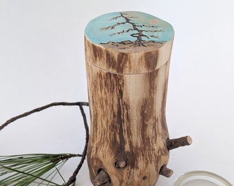 Keepsake Urn From Nature, Partial ashes Urn, Small Tree Branch Urn, 2" x 5 1/2" Capacity 7 Cu. " One Of A Kind