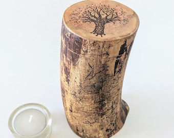 Tree Of Life Eco Friendly Urn For Partial Cremation Ashes, Small Keepsake Urn, One Of A Kind, 2 3/4" x 6 1/4" Capacity 6 cu. "