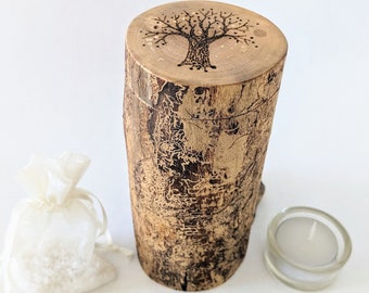 Tree Of Life Eco Friendly Urn For Partial Cremation Ashes, Small Keepsake Urn, One Of A Kind, 2 3/4" x 6" Capacity 6 cu. "