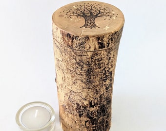 Tree Of Life Eco Friendly Urn For Partial Cremation Ashes, Small Keepsake Urn, One Of A Kind, 2 3/4" x 6" Capacity 6 cu. "