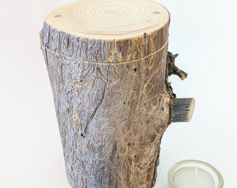 Wood Urns, Tree Branch Keepsake, Urn For Partial Cremation Ashes, 3 1/2" x 6 1/4" Capacity 12.5 Cubic Inches, One Of A Kind