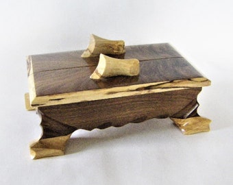 Jewelry Box Hand Mnecklce ade In Walnut And Spalted Maple, 5th Anniversary Gift, One Of A Kind