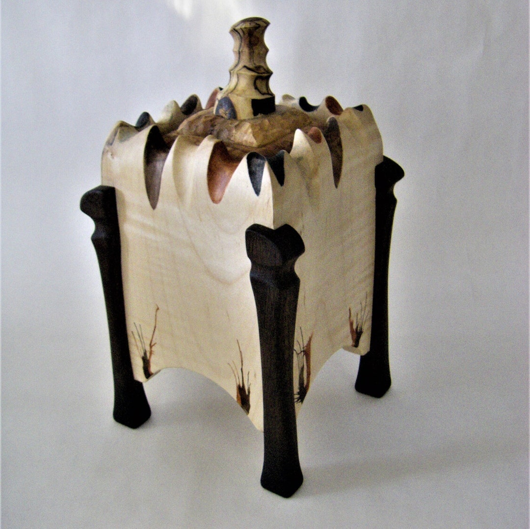 Small Wood Urns, Funeral Keepsake Urn, Urn for Partial Cremation Ashes, 5 3/4 X 6 X 11 55 Cu