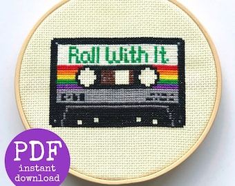 CROSS STITCH PDF - 'Roll With It' (Instant patroon downloaden, beginnersniveau)