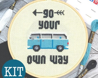 CROSS STITCH KIT - 'Go Your Own Way' (complete kit, including 6" frame)