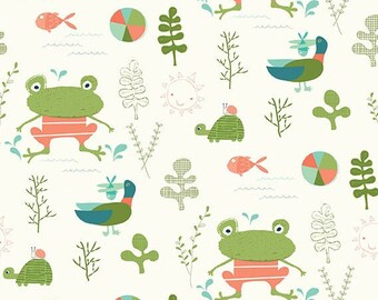 Frog & Duck Cotton Fabric | Riley Blake Ready Set Splash Collection