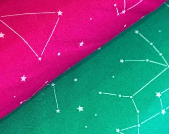 Astrology Cotton Fabric | Green Constellations, Otter Romp by PBS