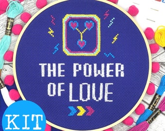 CROSS STITCH KIT - 'The Power Of Love' (complete kit, including 7" frame)