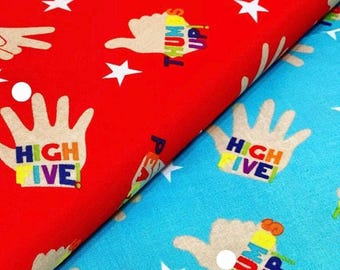 High Five Cotton Fabric | Sky Blue Clothworks Print