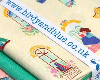 Beauty and the Beast Cotton Fabric | Windows Cream, Riley Blake
