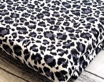 Leopard Print Cotton Fabric | Monochrome Animal Print by Makower UK