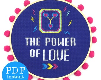 CROSS STITCH PDF - 'De kracht van liefde' (Instant patroon downloaden, beginnersniveau)