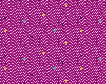 Pink Zig Zag Cotton Fabric | Makower UK Henna Collection