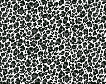 Leopard Print Cotton Fabric | Monochrome Animal Print by Makower UK