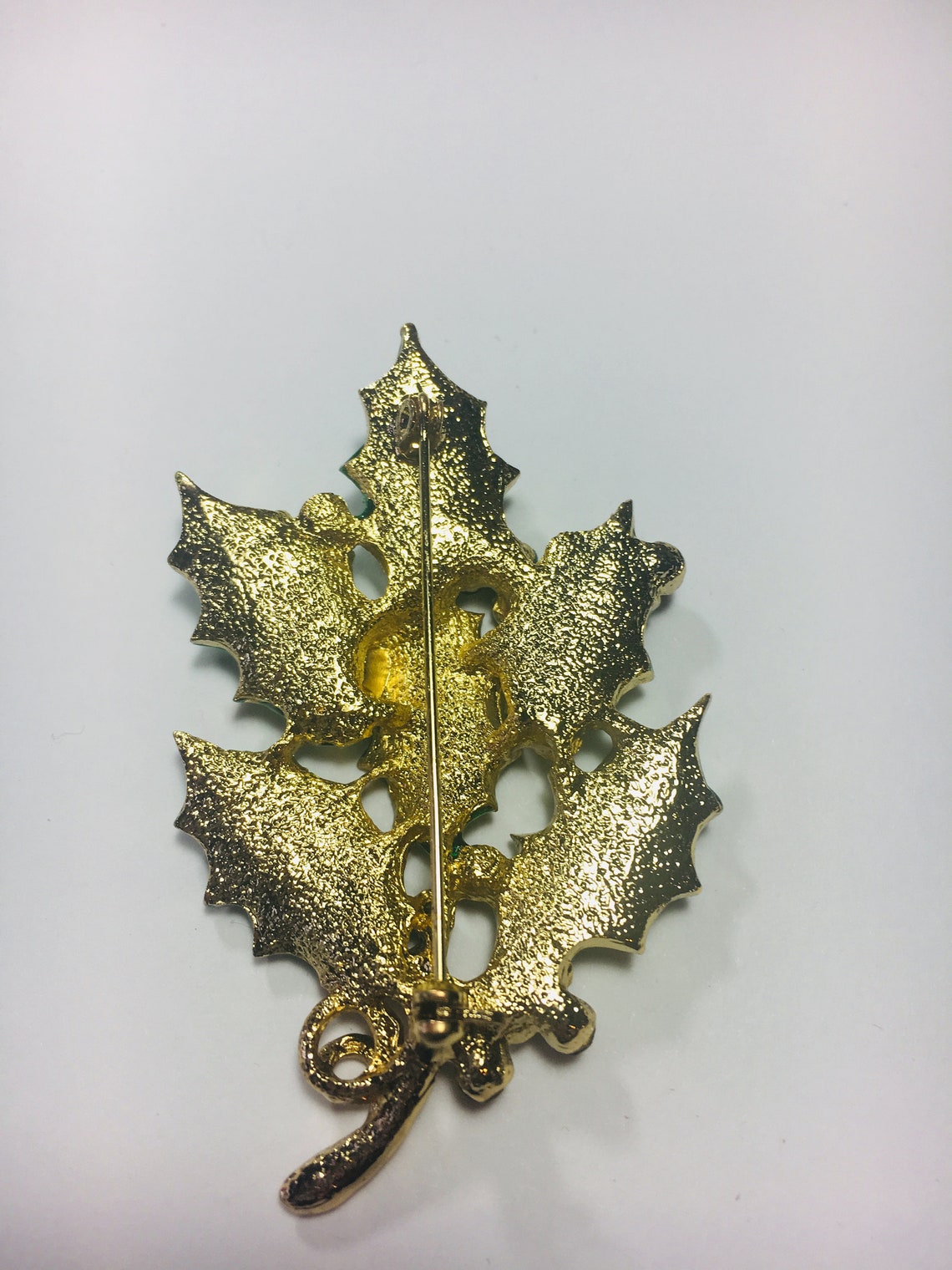 Christmas Holly Leaf Pin Brooch Macy's Holiday Lane Etsy