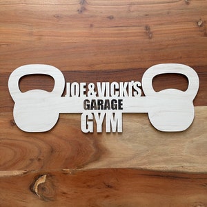 Customizable Garage Home Gym Sign Kettlebell / Christmas Present for him / Workout room decor