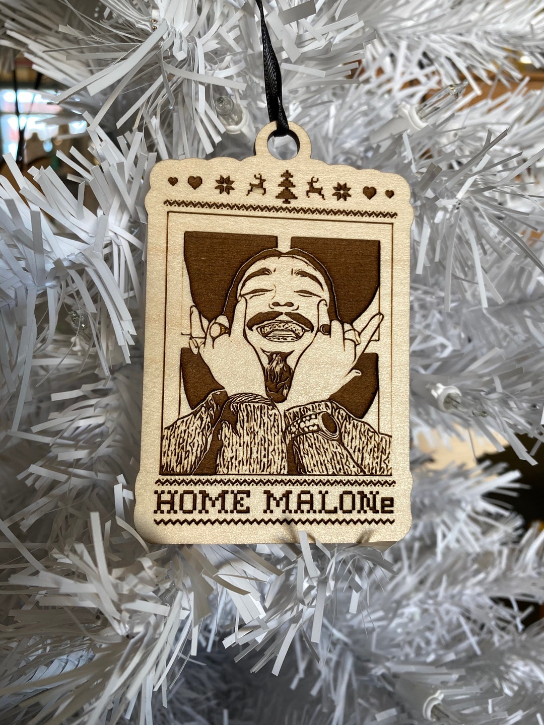 Home Malone / Post Malone Ornament/ Home Alone / Black / Posty