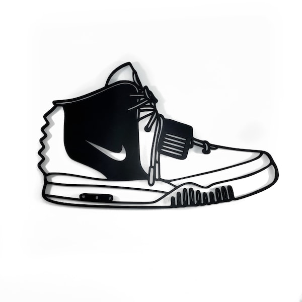 Inspiriert Nike Yeezy 2 Silhouette Wand Kunst 3D gedruckte Sneaker Kopf Geschenk für Ihn