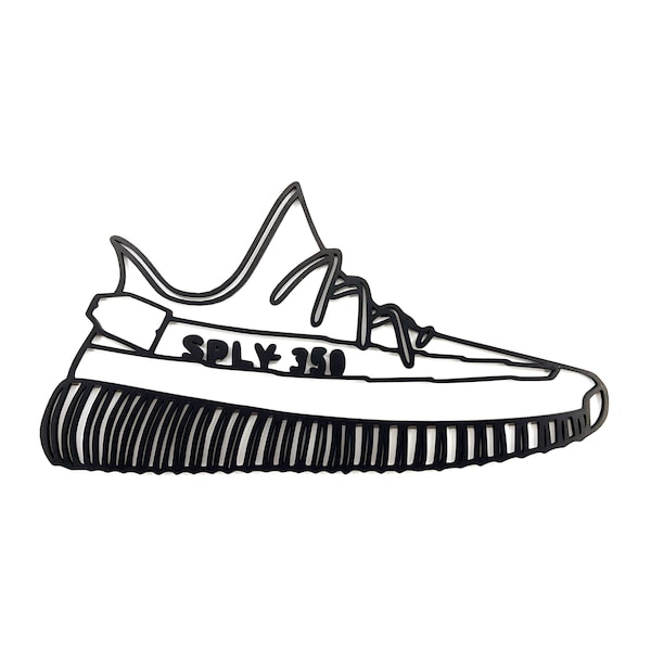 Geïnspireerd door Yeezy Boost 350 Silhouette Wall Art 3D-geprinte Sneaker Head Cadeau voor hem