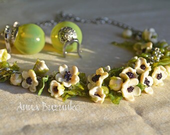 Necklace "Spirea" made of glass