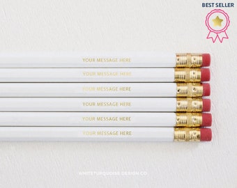 Customized Personalized Pencils in Gold Foil, As Seen in Emily Ley, Starbucks and More