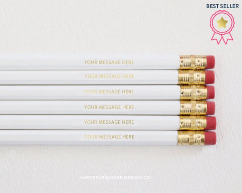 Customized Personalized Pencils in Gold Foil, As Seen in Emily Ley, Starbucks and More image 1