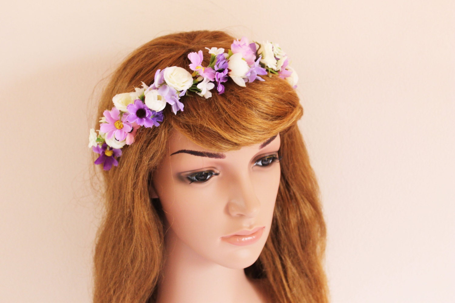 Cream and Purple Flower Crown / Rose Daisy Hydrangea Small Etsy