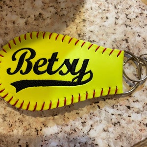 Personalized Softball Keychain