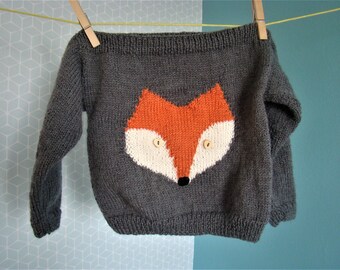 Pullover Jacquard loom with boat neck in size 18 months in a dark gray tone
