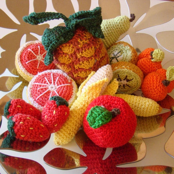 15 fruits au crochet fait à la main pour dinette