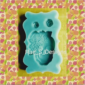 Floral Sugar Skull Mold with Flower bits Silicone Mold