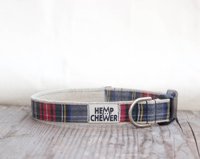 Tartan Hemp Dog Collar Chic Dog Collar Male Dog Collar Etsy