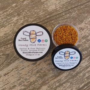 Raw Bee Pollen Granules – Natural Allergy - Immune Support | USA Superfood | Energy & Wellness Booster | Honey Hive Farms Arizona. (5tsp)