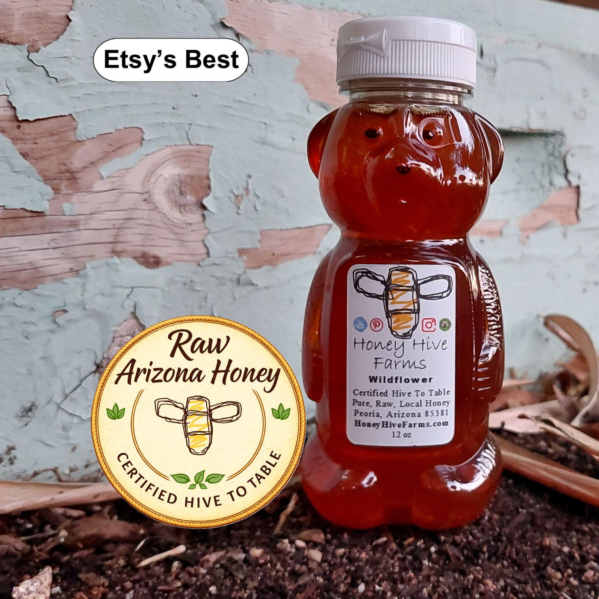 Raw Arizona Wildflower Honey Unfiltered Single Source Desert Honey (12oz Bear)