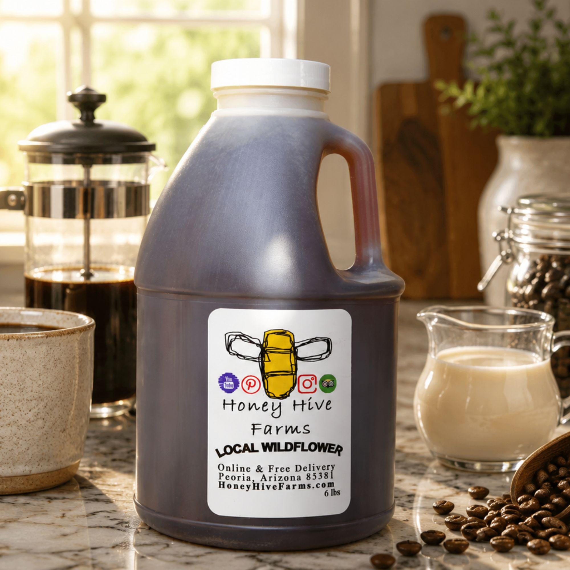 Raw Unpasteurized Wildflower Honey, 6 lbs Jug, Single Source Pure Local Honey, Healthy Food Gift for Mom