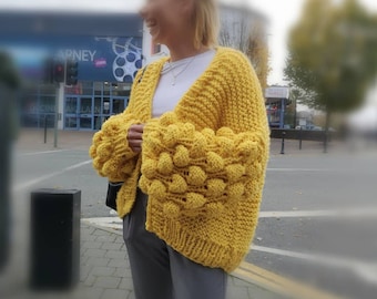 Pattern oversized chunky cardigan