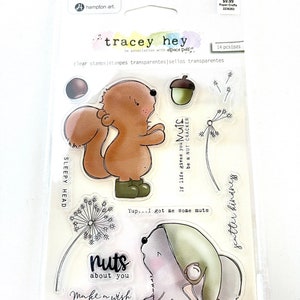 Hampton Art tracey Hey-nuts About You Clear Stamp Set 14 Pieces 