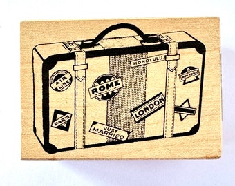 Vintage NOS 2000 "Stampa Rosa Inc. Travel Luggage D-59-289" Mounted Wooden Rubber Stamp, mixed media stamp, travel stamps, travel theme