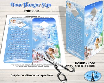 The Lord's Prayer Printable Door Hanger Sign, Hanging Prayer Card, Christian Faith Scripture Card, Child's Door