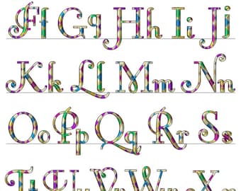 Harlequin Alphabet Letters, Alphabet Clipart, Harlequin Letters, Digital Fonts, Metallic Alphabet Clip Art, Mardi Gras Clipart Clip Art