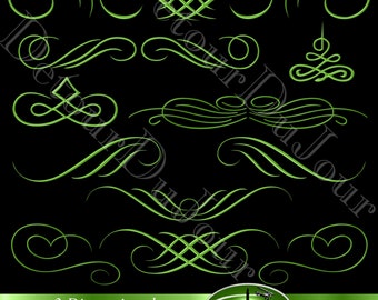 Christmas Calligraphy Swirls Scrolls Accents Flourishes Metallic Clipart Clip Art Business Card Invitation Greeting Card Commercial Use