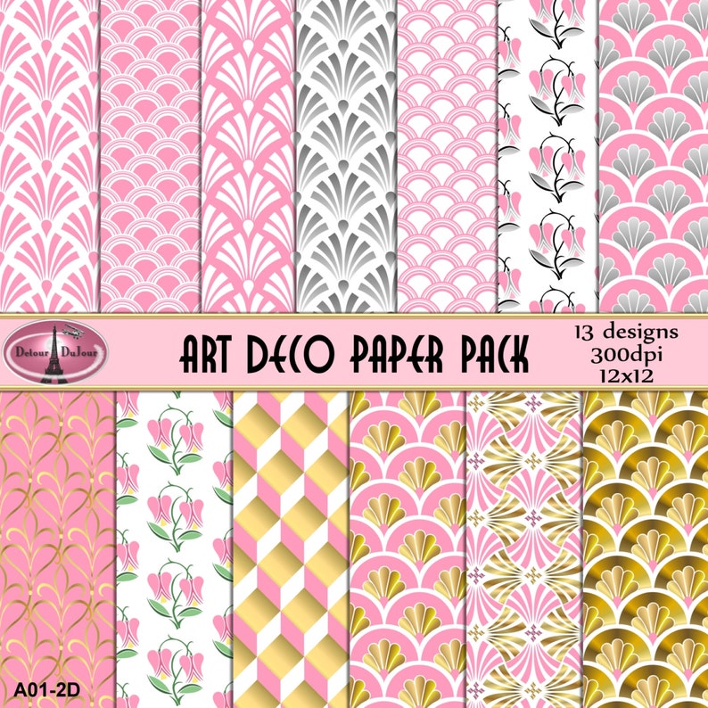 Art Deco Paper 12 x 12 Art Deco Paper Pack 13 Art Deco Etsy