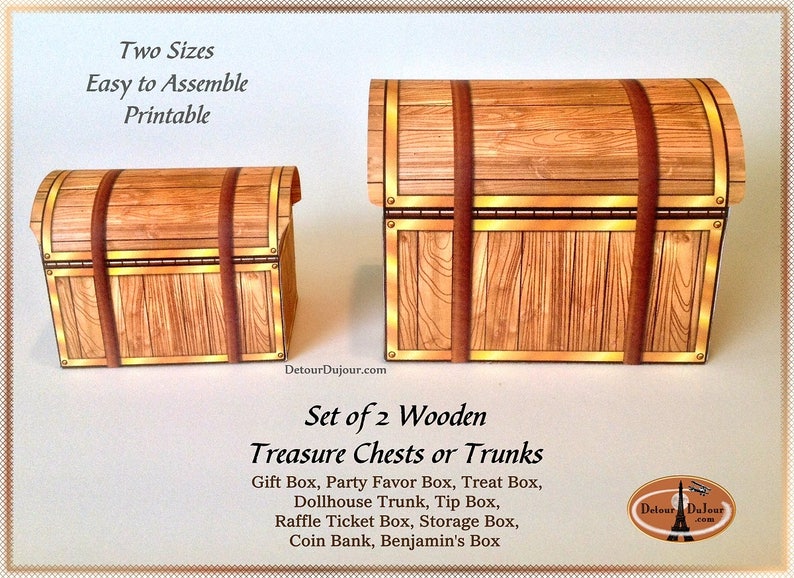Treasure Chest PRINTABLE Gift Box Old Word Trunk Pirate Etsy