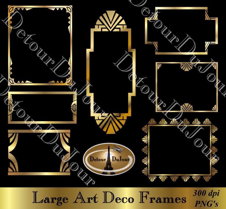 Art Deco Borders Digital Frames Gold Image 0