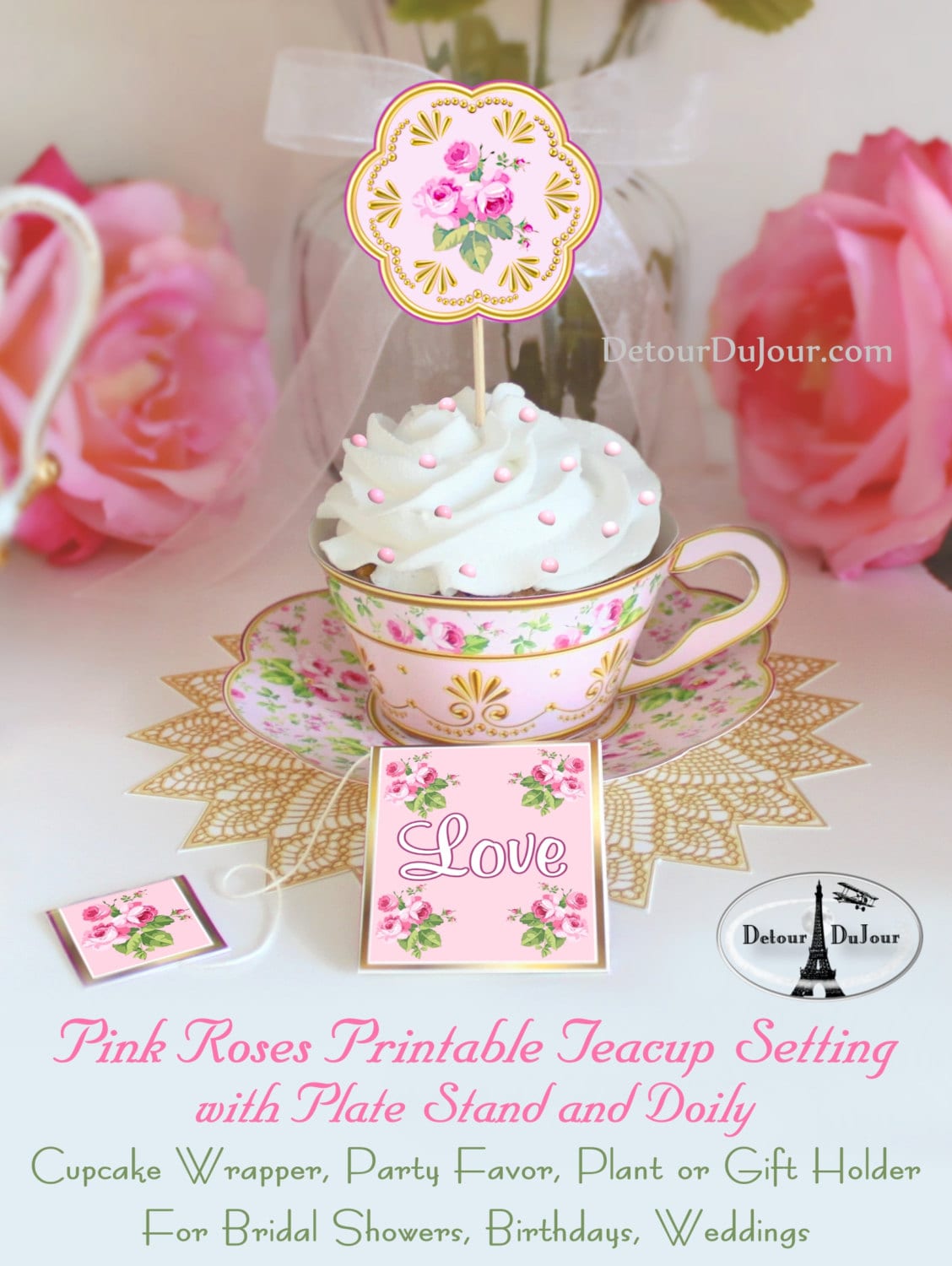 PRINTABLE Paper Tea Cup Set Teacup Cupcake Wrappers Printable Etsy