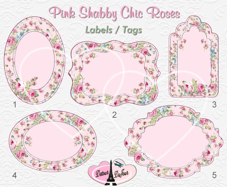 PRINTABLE Labels Tags, Floral Stickers, Shabby Chic Gift Tags, Product Labels Tags Stickers, Website Text Box, some commercial use SC1 imagem 2