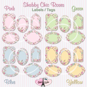 PRINTABLE Labels Tags, Floral Stickers, Shabby Chic Gift Tags, Product Labels Tags Stickers, Website Text Box, some commercial use SC1 imagem 1