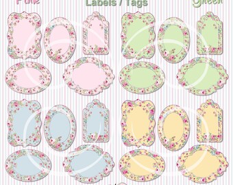 PRINTABLE Labels Tags, Floral Stickers, Shabby Chic Gift Tags, Product Labels Tags Stickers, Website Text Box, some commercial use SC1