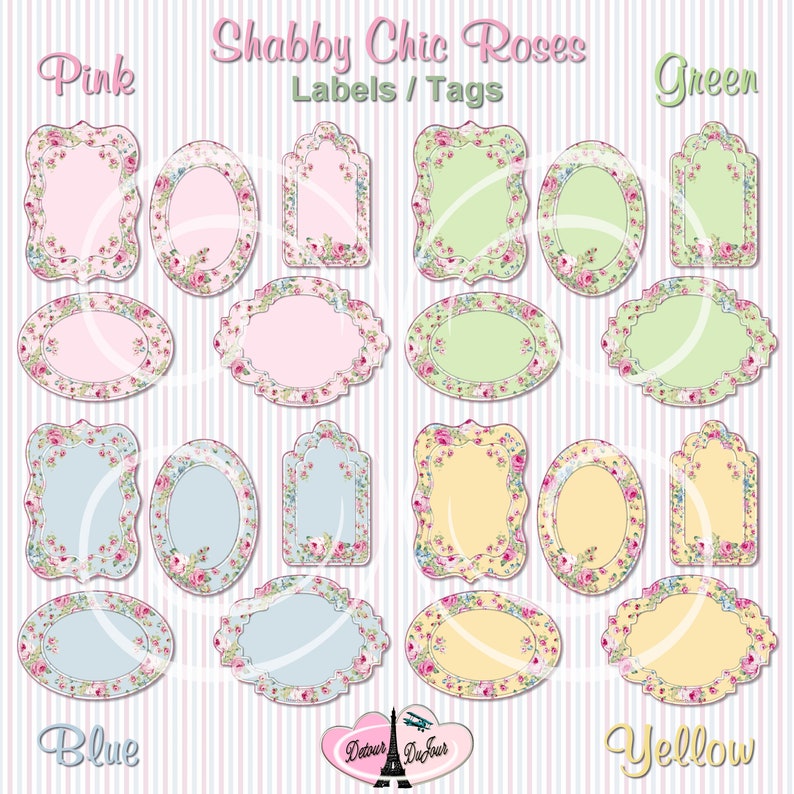PRINTABLE Labels Tags, Floral Stickers, Shabby Chic Gift Tags, Product Labels Tags Stickers, Website Text Box, some commercial use SC1 imagem 1